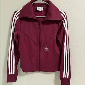 Adidas Originals Burgundy Track Jacket Cropped Primegreen Size XS